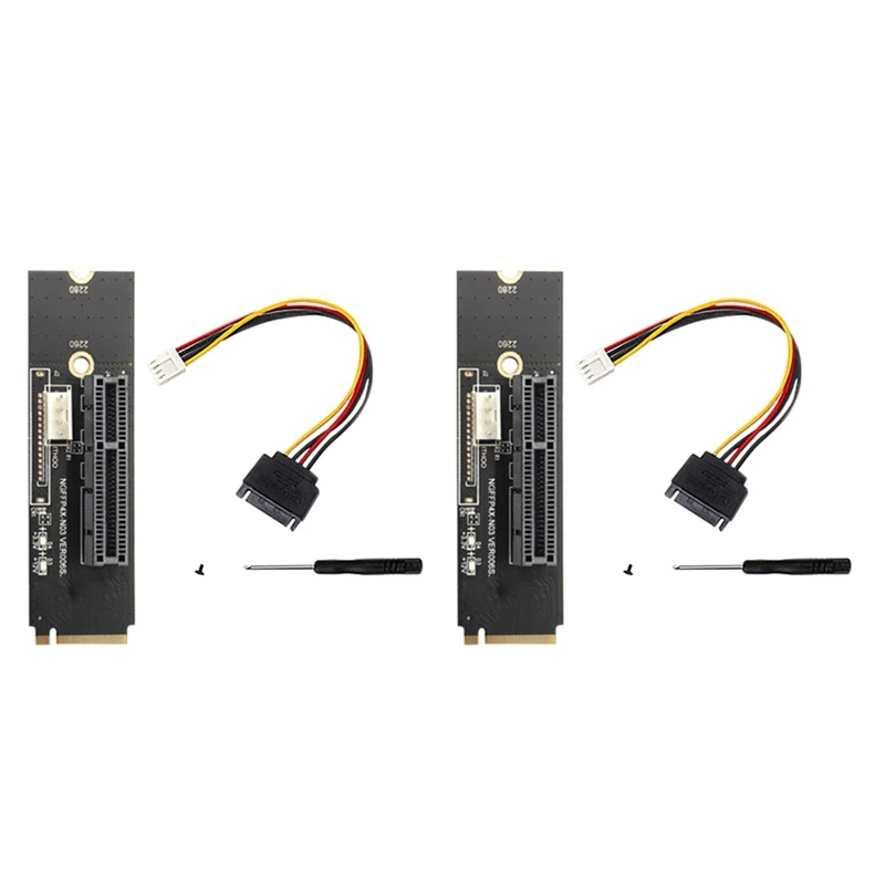 2 Stuks Ngff M2 Naar Pci-e 4x X1 Slot Riser Kaart M2 Nvme Naar Pcie X4 Adapter Met Led Spanning Indicator Voor Btc Mijnwerker Mijnbouw