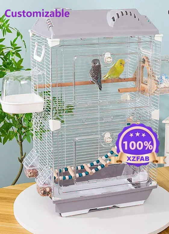 Factory Direct 2026 Bird cage budgie landscape acrylic bird cage Xuanfeng peony Wenniao embroidered eye large villa bird cage