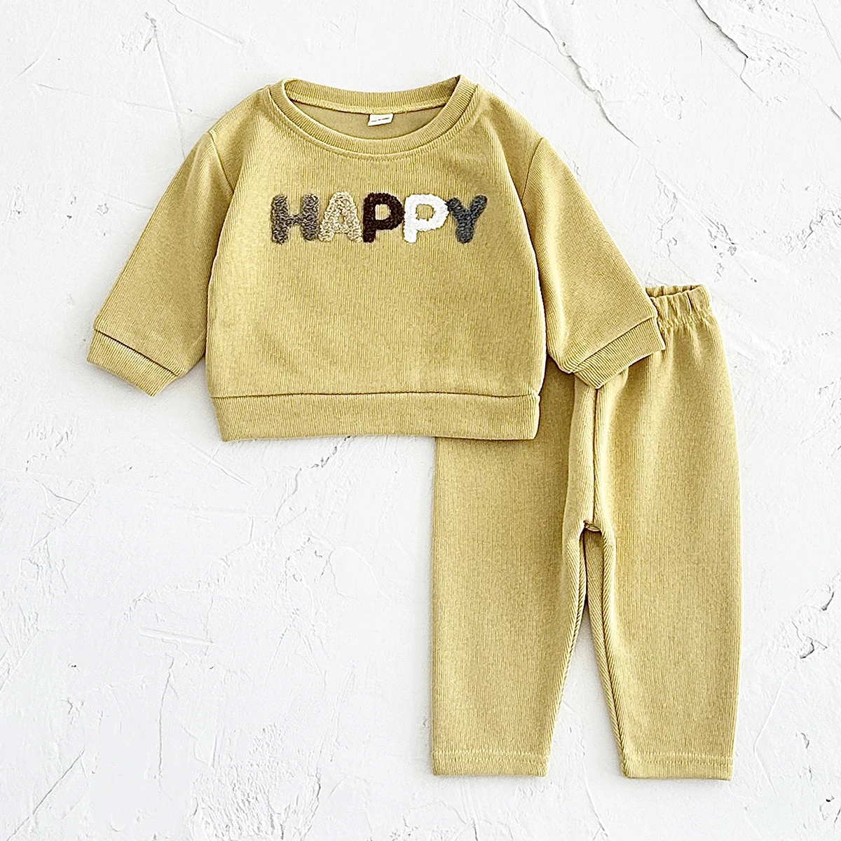 2024 Newborn Baby Autumn Baby Boys Girl Cotton Clothes Sets Plush Letter Long Sleeved Pullover Top+Pants Infant Outfit 0-3Y