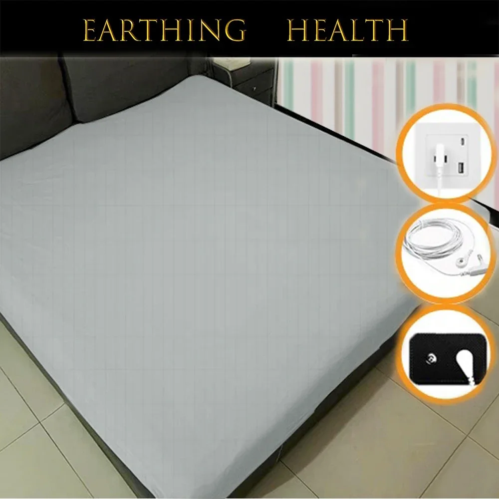 Earthing Bed Sheet Flat Sheet Earth AU Plugs/ UK Plugs/ EU Plugs Benefit Nature Health Well Grounded Gold Connection Earth Cord