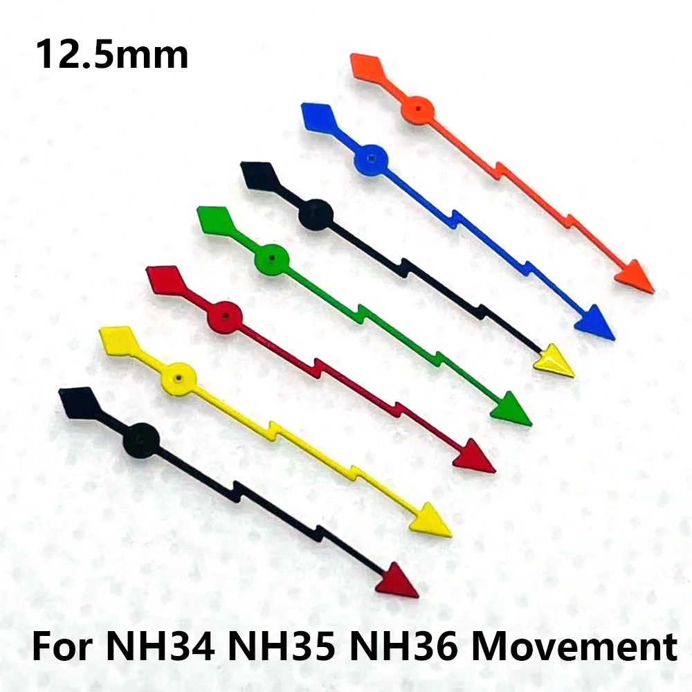 NH35 Lightning 12.5MM Black Red Green Blue Hands Lightning Second Watches Needles Fit NH34 NH35 NH36 NH38 NH70 Movement