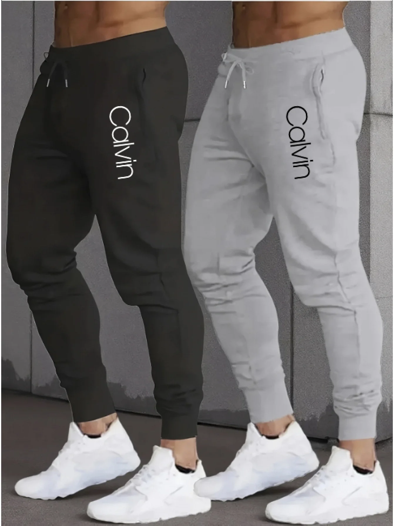 

Мужские спортивные брюки (2 шт.), эластичный пояс на шнурке, 100% полиэстер, с принтом, боковые карманы, легкая эластичность, для тренировок и фитнеса