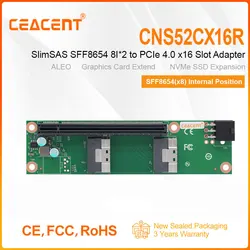 CNS52CX16R 2-Port SlimSAS SFF-8654 8i to PCIe4.0 x16 Adapter, PCIe slot extend for PCIe Gen4.0 GPU/Network Card