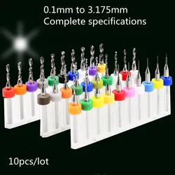 Micro forets en carbure pour circuit imprimé, mini jeu de forets CNC, PCB pour carte, 10 pièces/lot