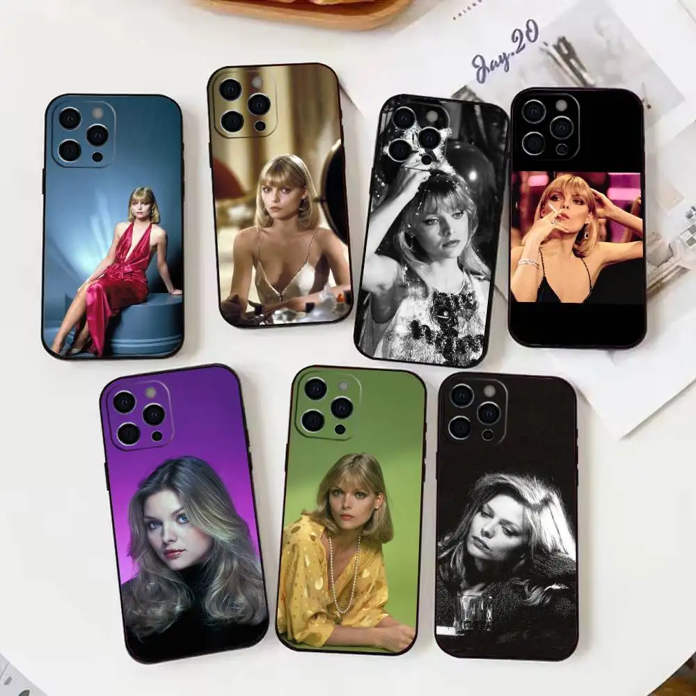 

Slip Dress Glam M-Michelle Pfeiffer Phone Case For iPhone 17,16,15,14,13,12,11 X XR Plus,Soft Silicone Black Cover