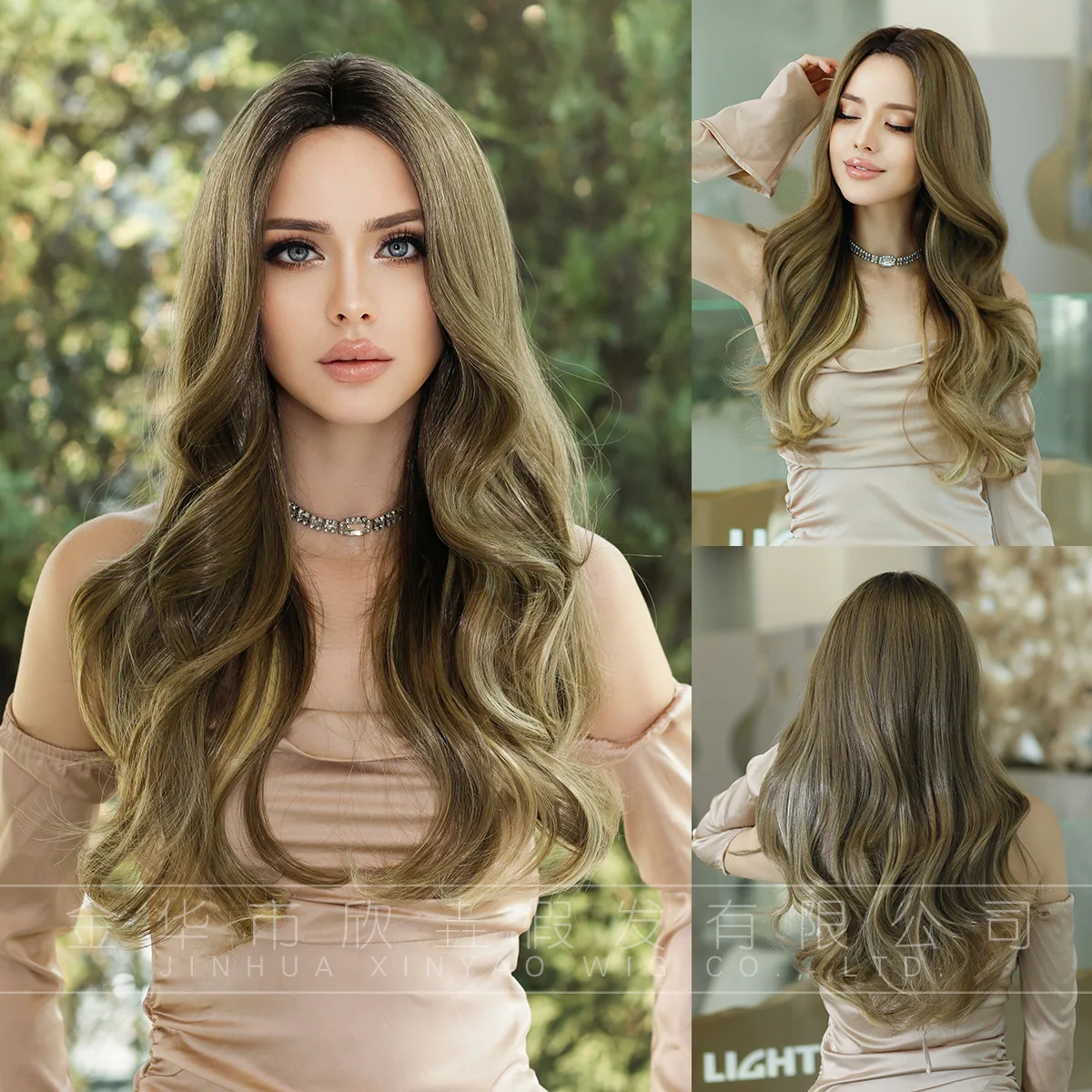 Long Curly Hair Wave Wig Headband Loose Synthetic Fiber Hair Cover