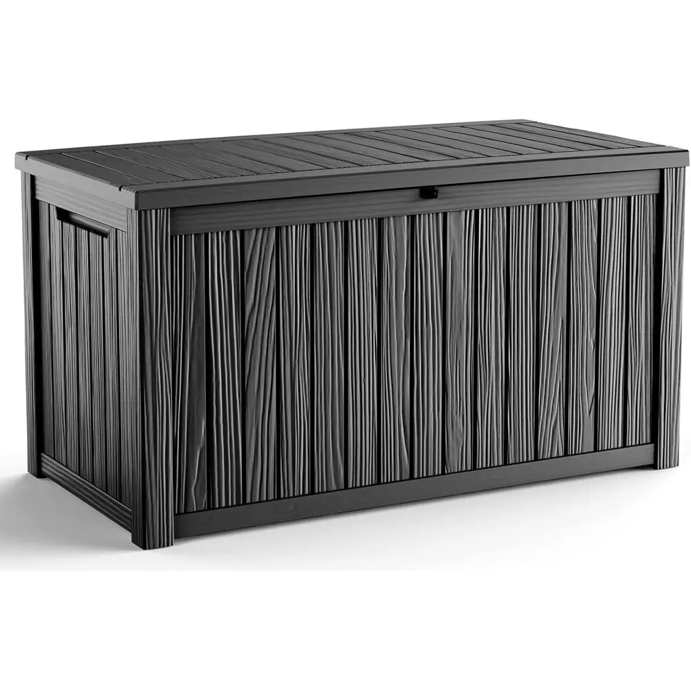 

Outdoor Deck Box, Storage Lockable Waterproof Patio Furniture, Garden Tools, Cushions, Pool Accessories, Outside Storage Resin B