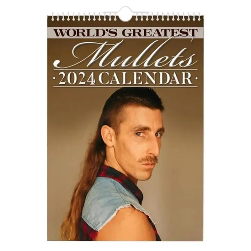 

2024 Wall Calendar Monthly Funny Mullets Cool Hair Style 2024 Calendar for New Year Gifts Stocking Stuffers Party Favors