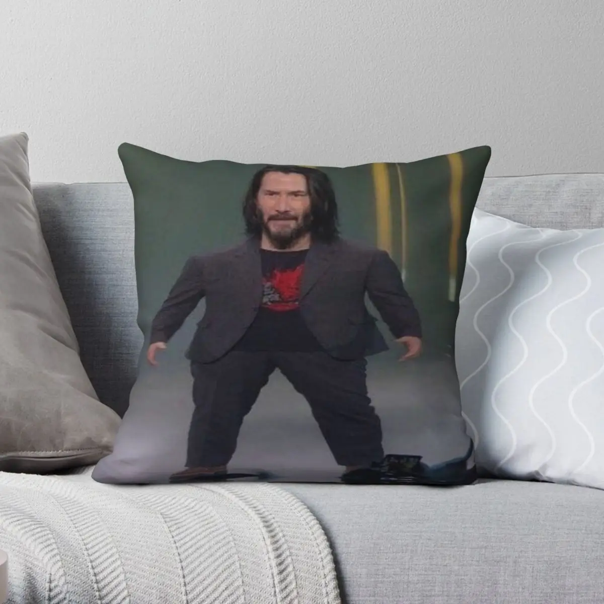 Baby Keanu Reeves Meme Square Pillowcase Polyester Linen Velvet Pattern Zip Decor Sofa Seater Cushion Cover