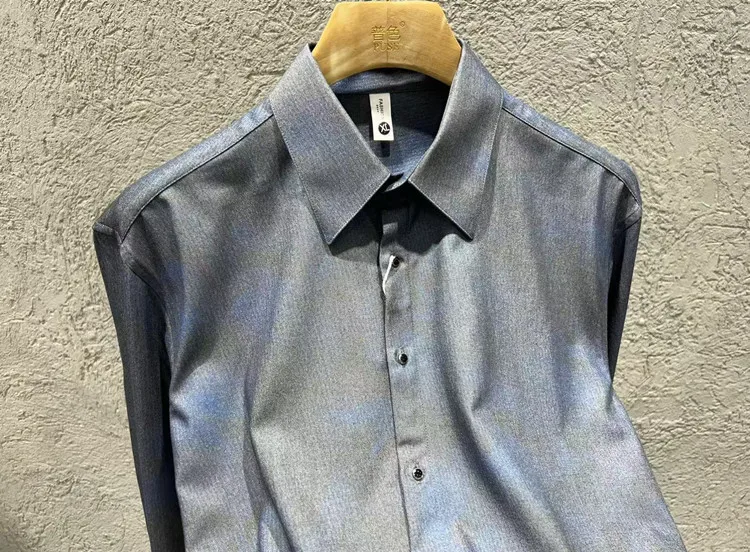 Autumn Winter Striped Shirt Men's Long Sleeved Casual Versatile Shirts Handsome British Style Gradually Changing Color Shirt