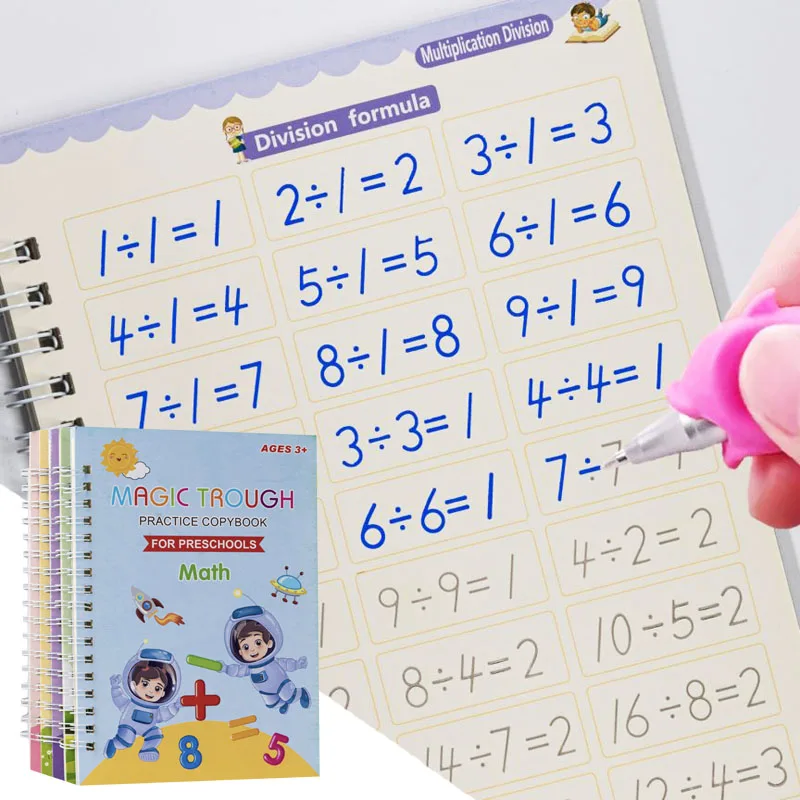 Reusable Writing Paste Calligraphy Handwriting Copybook For Kid Children's Book English Multiplication and division Practice Toy