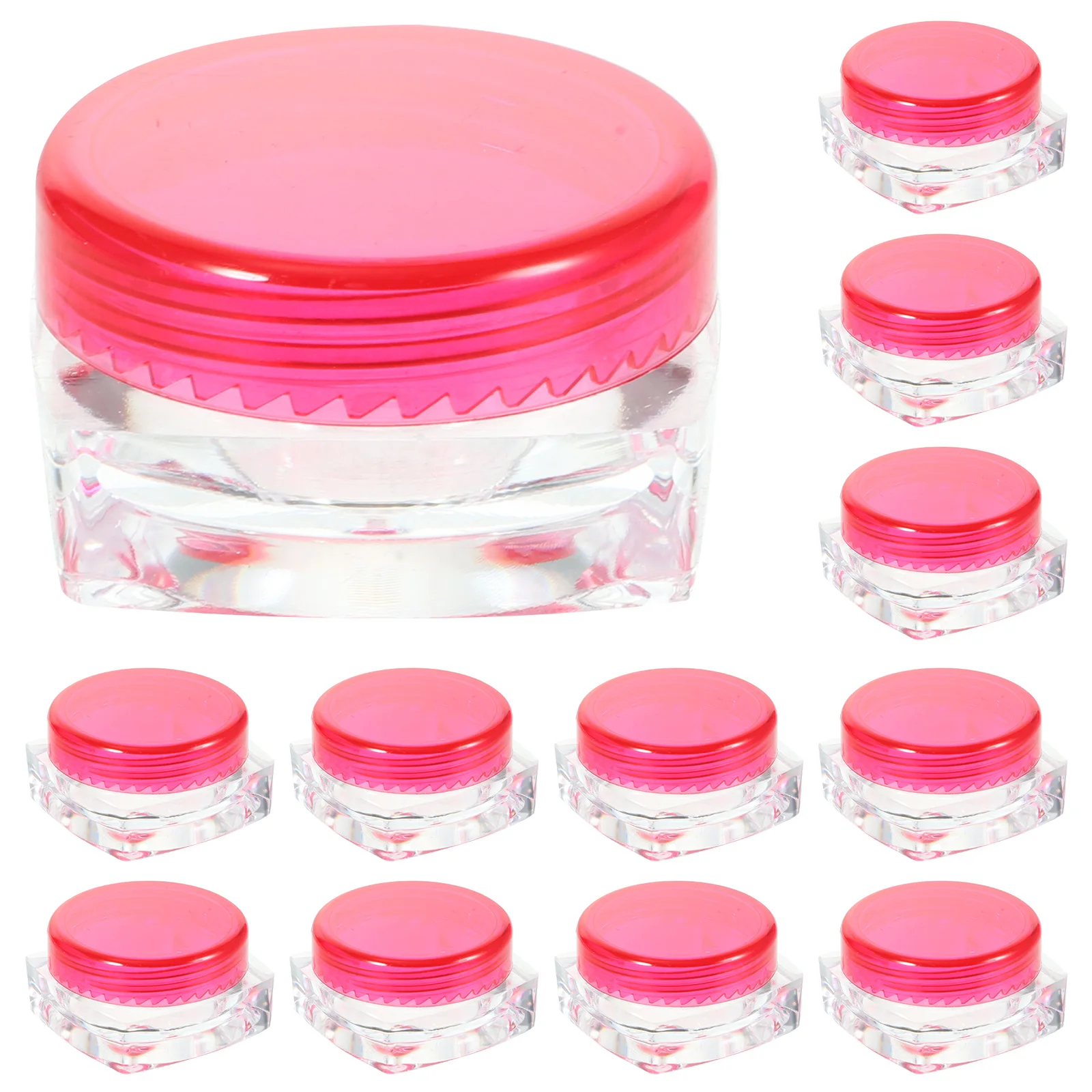 

12pcs 3g Pink Square Bottom Cream Jars Durable Plastic Containers for Lotions Ointments Eye Shadows Cosmetics Travel Sample