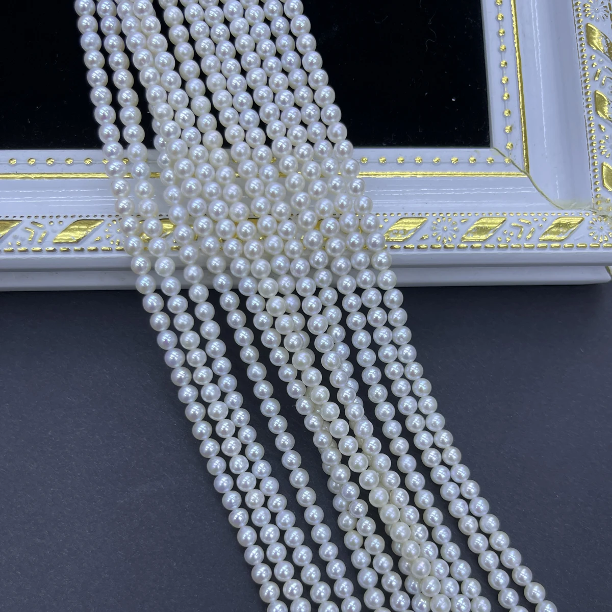 4-5mm5A Natural Freshwater White NearRound Pearl Isolated Loose Bead Jewelry Make DIY Necklace Bracelet Accessories Wedding Gift