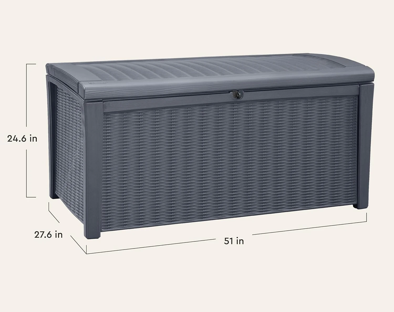 110 Gallon Outdoor Storage Deck Box Lockable Waterproof Resin Container Box Patio Bench Furniture Cushion Tool Pool Storage Organizer Bin Rattan Texture view 2