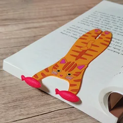 Marcapáginas de plástico en forma de gato, bonito diseño de captura de peces en 3D, papelería divertida y regalo de regreso a la escuela para estudiantes y amantes de los libros