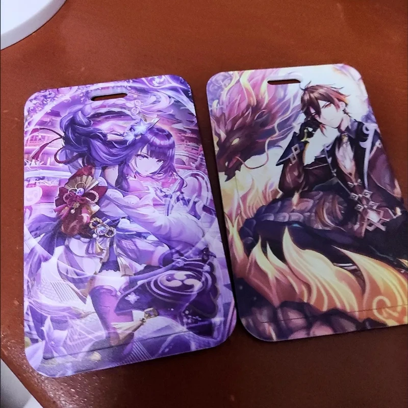 Game Impact Raiden Shogun Kimono&Evening Dress Business Retractable Credit Card Holder Bank ID Holders Bus Cards Cover Cases
