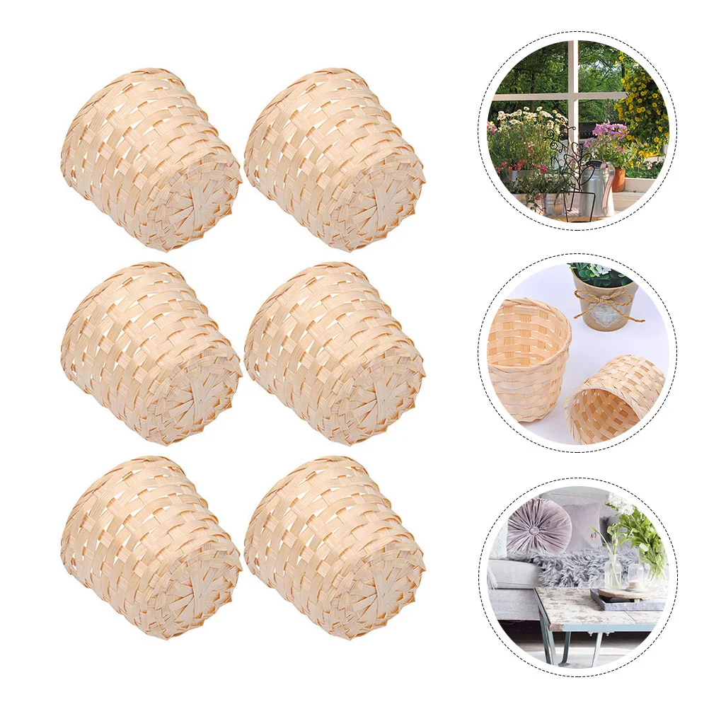

6pcs Bamboo Baskets Woven Large Capacity Decorative Storage Basket for Home Garden Bedroom Corridor Organizer Delicate