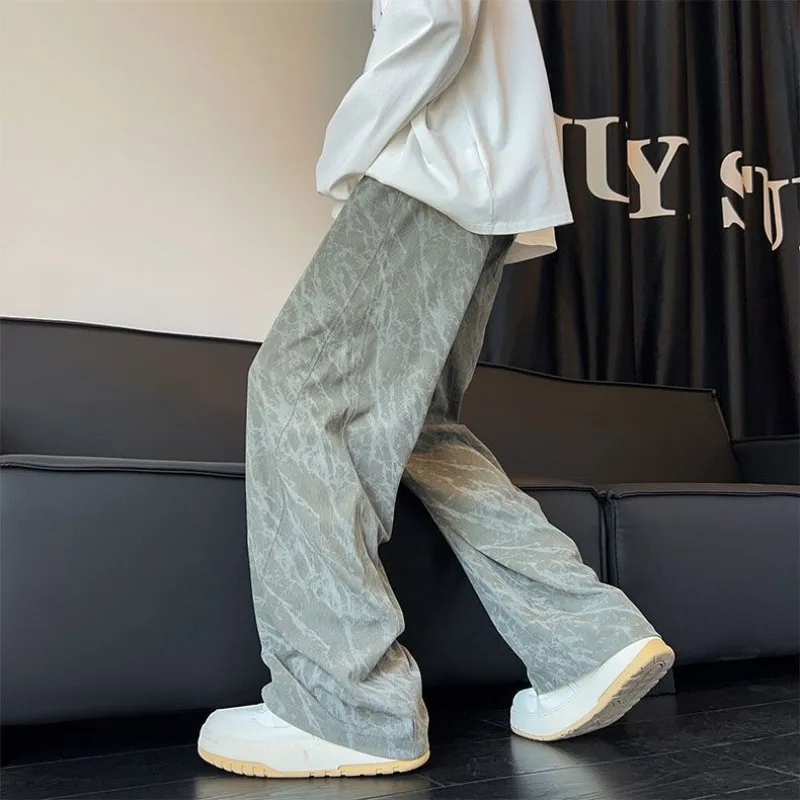

Straight Pants New Autumn and Winter Fleece Warm Sweatpants Men's Loose Casual Nine-point Pants