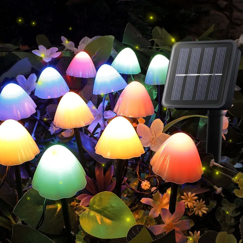 Solar Lichter Schnur Pilz Rasen Lichterketten LED Solar Lampen im Freien für Garten Terrasse Terrasse Weg Landschaft Dekoration Lampen