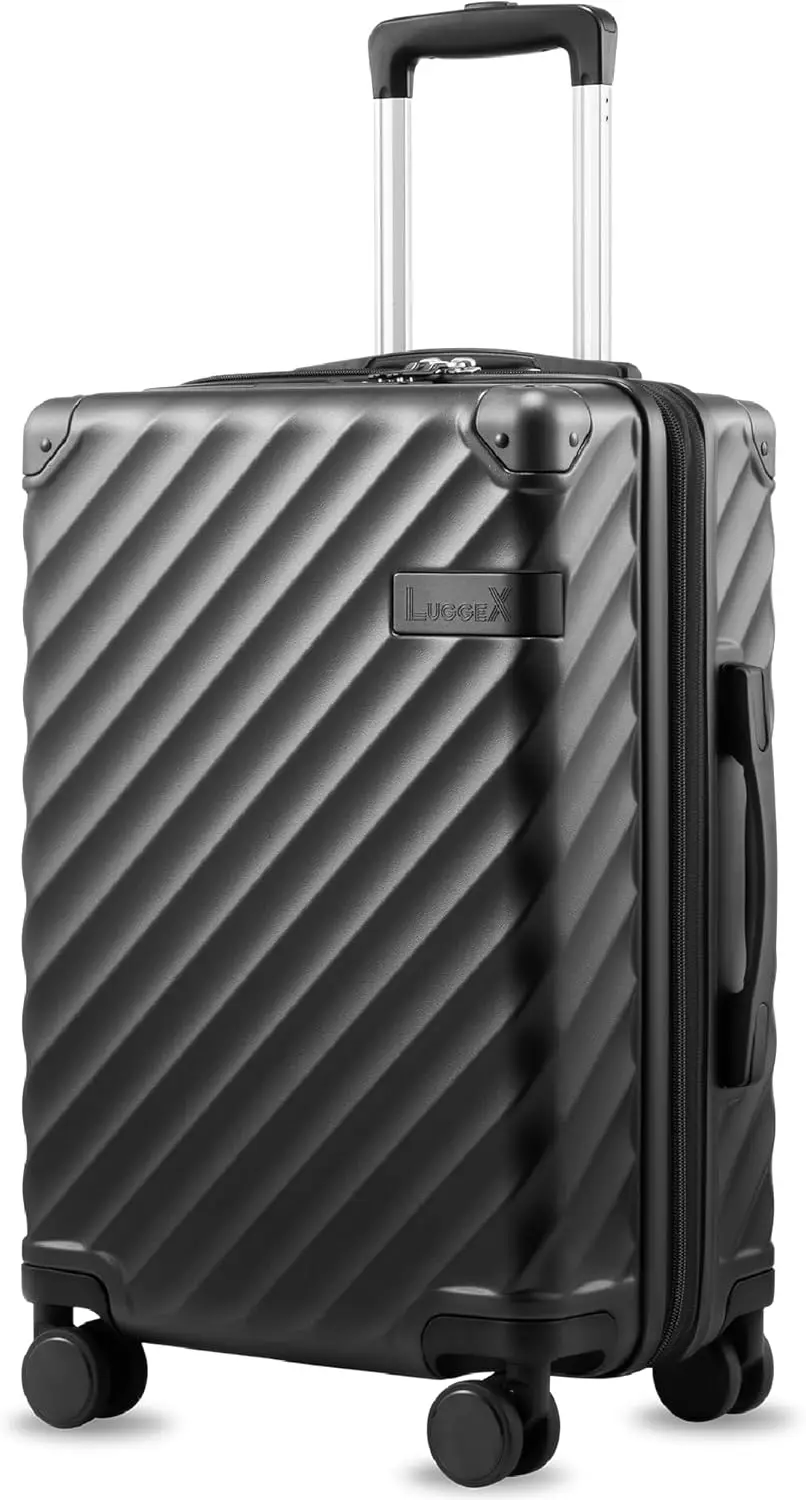 

Expandable Polycarbonate Hard Shell Carry-On Suitcase, 20 Inch Airline Approved with 360° Wheels, Charcoal Metallic