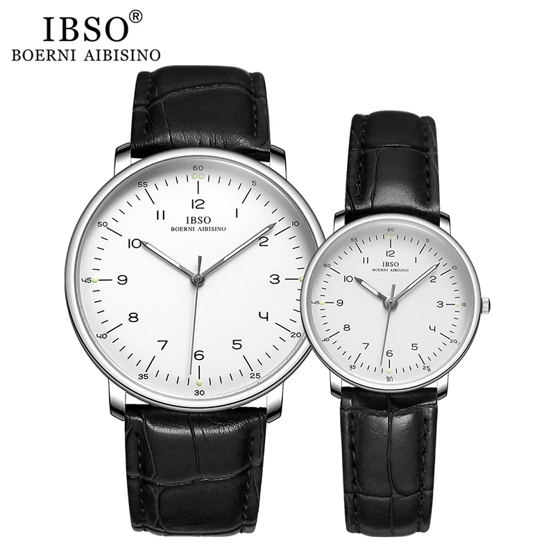 

IBSO 2022 New Couple Watches For Lover Simple Dial Nurse Watch Luminous WaterProof FreeShipping Genuine Leather Strap Women Gift