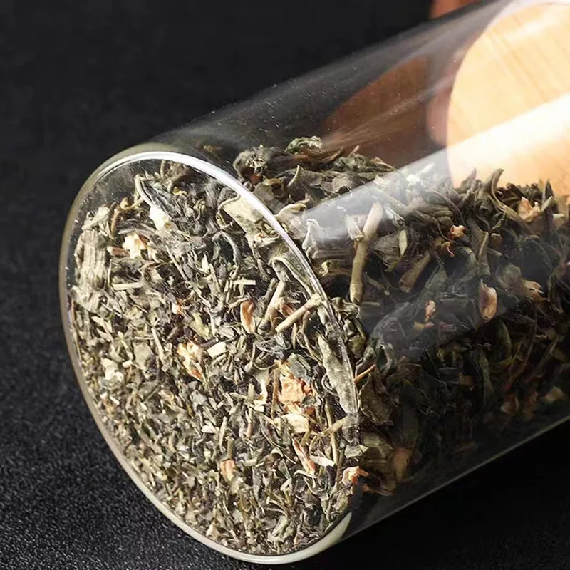 غطاء خشبي زجاجي شفاف برطمانات تخزين المواد الغذائية زجاجات تخزين المطبخ جرة مختومة للشاي والقهوة وموزع حبوب السكر المنظم #4