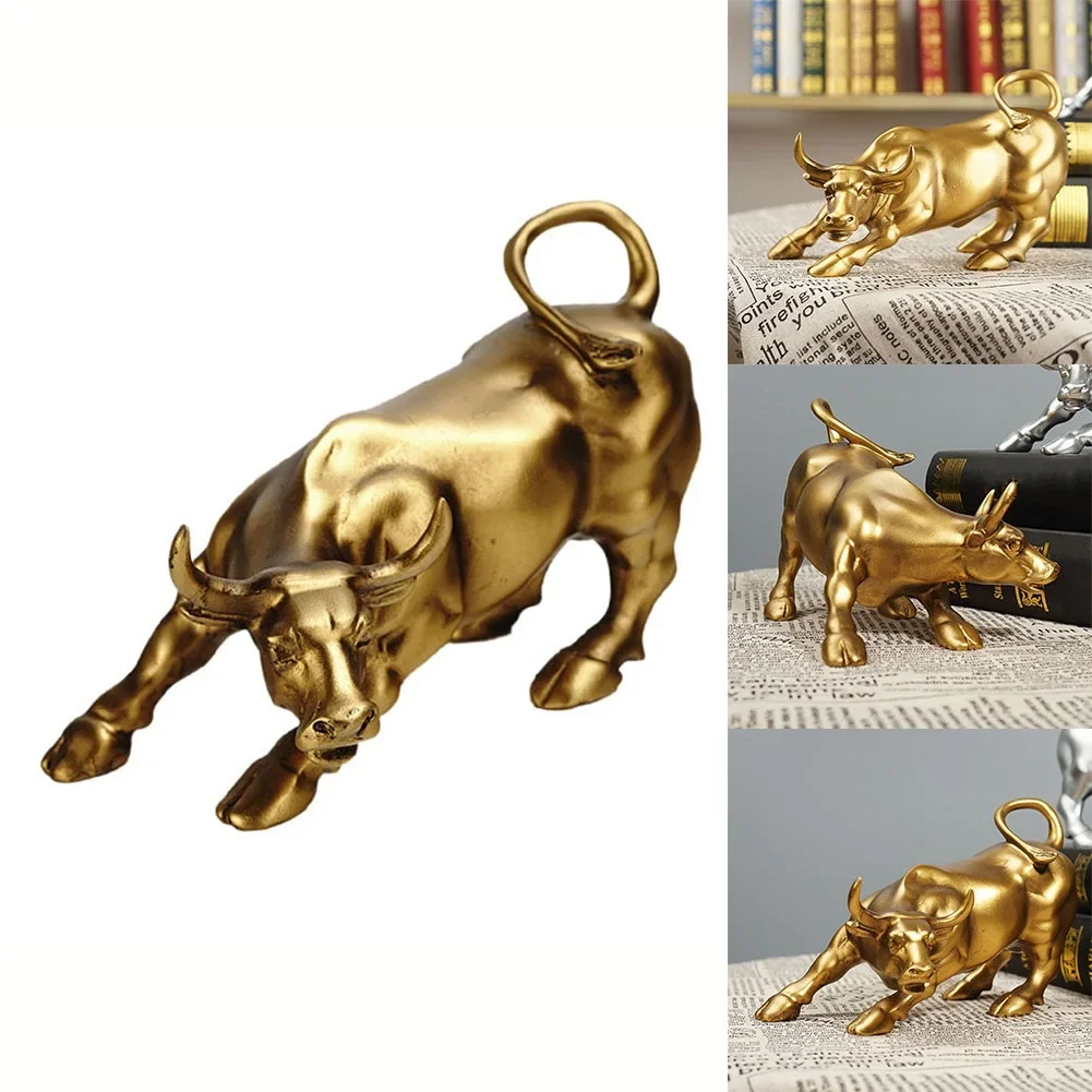 Desktop Decor Bull Market Statue Animal-themed Eye-catching High-quality Resin Longevity Prosperity Good Fortune