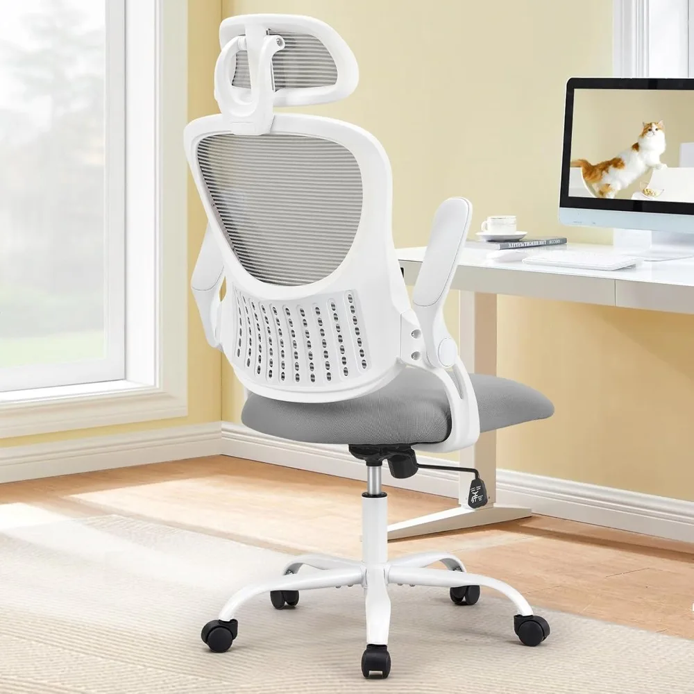 

Office Computer Desk Chair, Ergonomic High-Back Mesh Rolling Work Chairs with Wheels and Adjustable Headrests, Comfortable Lumb