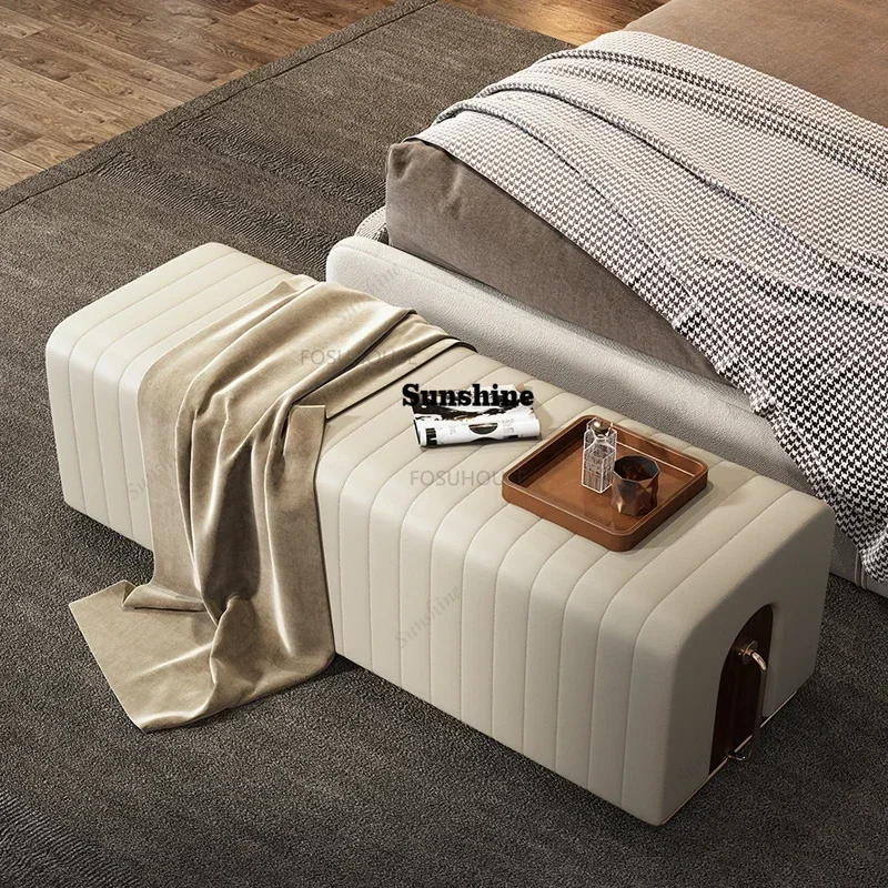 Nordic Artificial Leather Stools Home Furniture Bedroom Bed Tail Stools Creative Luxury Upscale Footstool