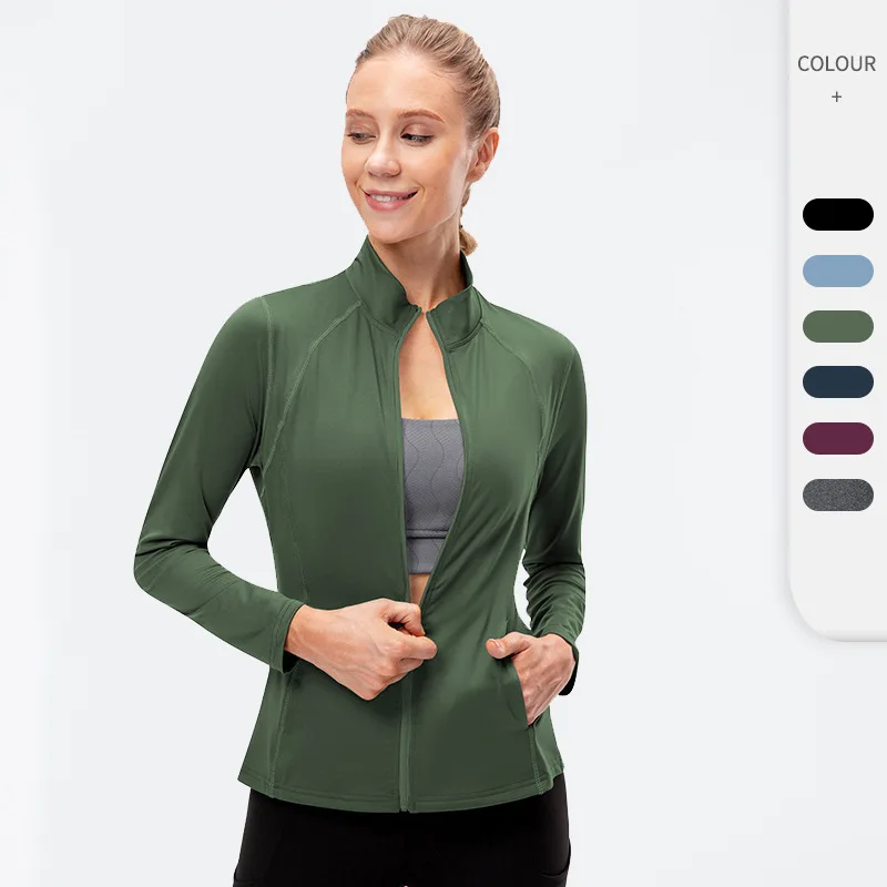

Women New Casual Design Fashion Temperament Slim Simple Shirt Jacket Long-sleeve Quick-dry Sports Jacket Tight Yoga Wear