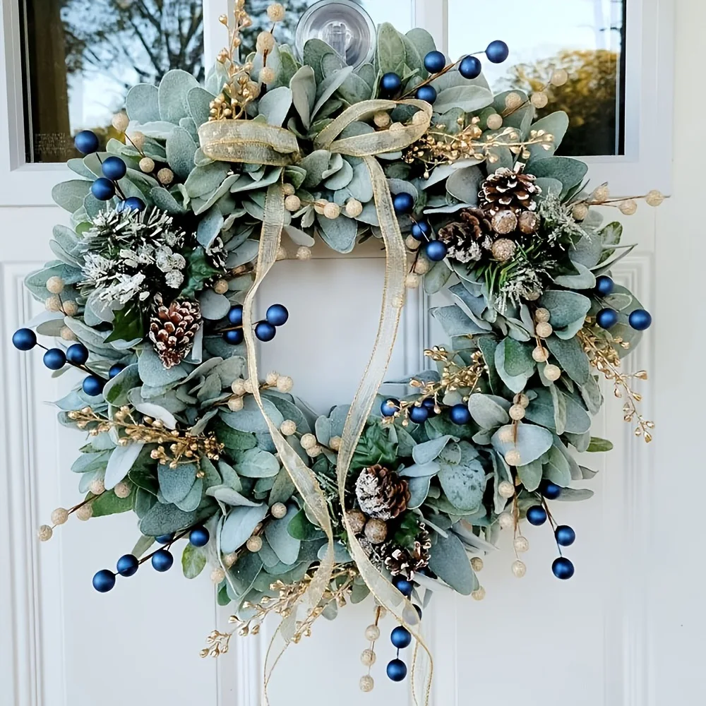 Craft Toys Garland Christmas Rabbit Ear Leaf Pine Fruit Berry Autumn Door Hanging Christmas Decoration Home Ornaments