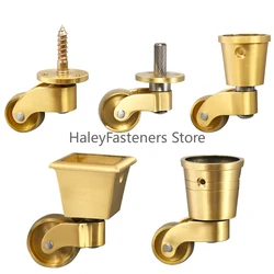Pure Brass Swivel Wheel Metal Flat Casters Heavy Mute Furniture Support Leg for Chairs Bed Piano Want Replacement Moving