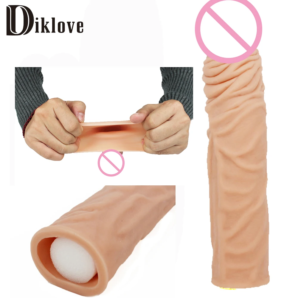 19*4 CM Super realistic and soft  penis extension sleeve increase in length girth sex toys for men penis enlarger