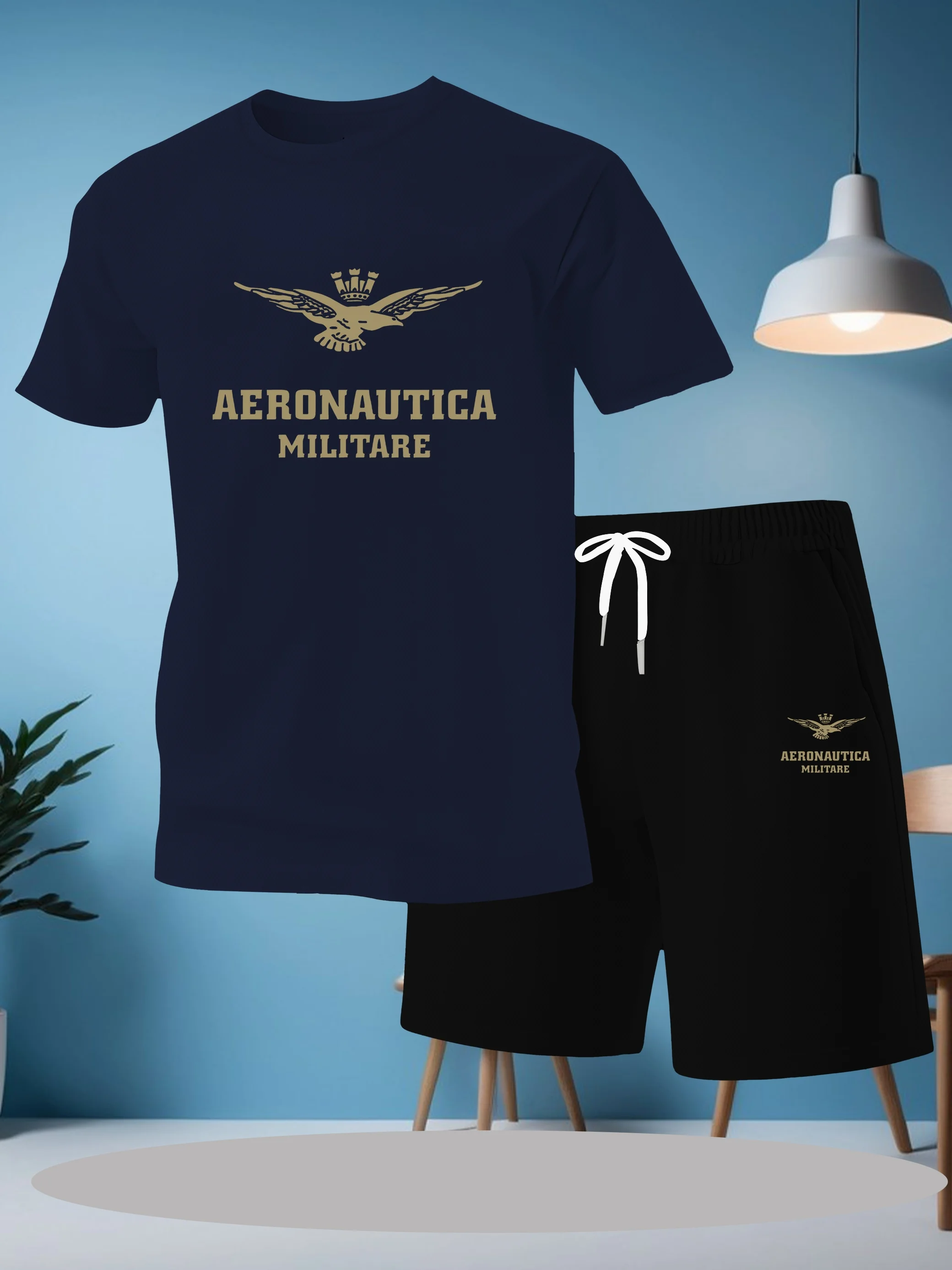 Новый мужской костюм на лето 2025 года с принтом, создания повседневного, спортивного, удобного и мягкого полиэстера.