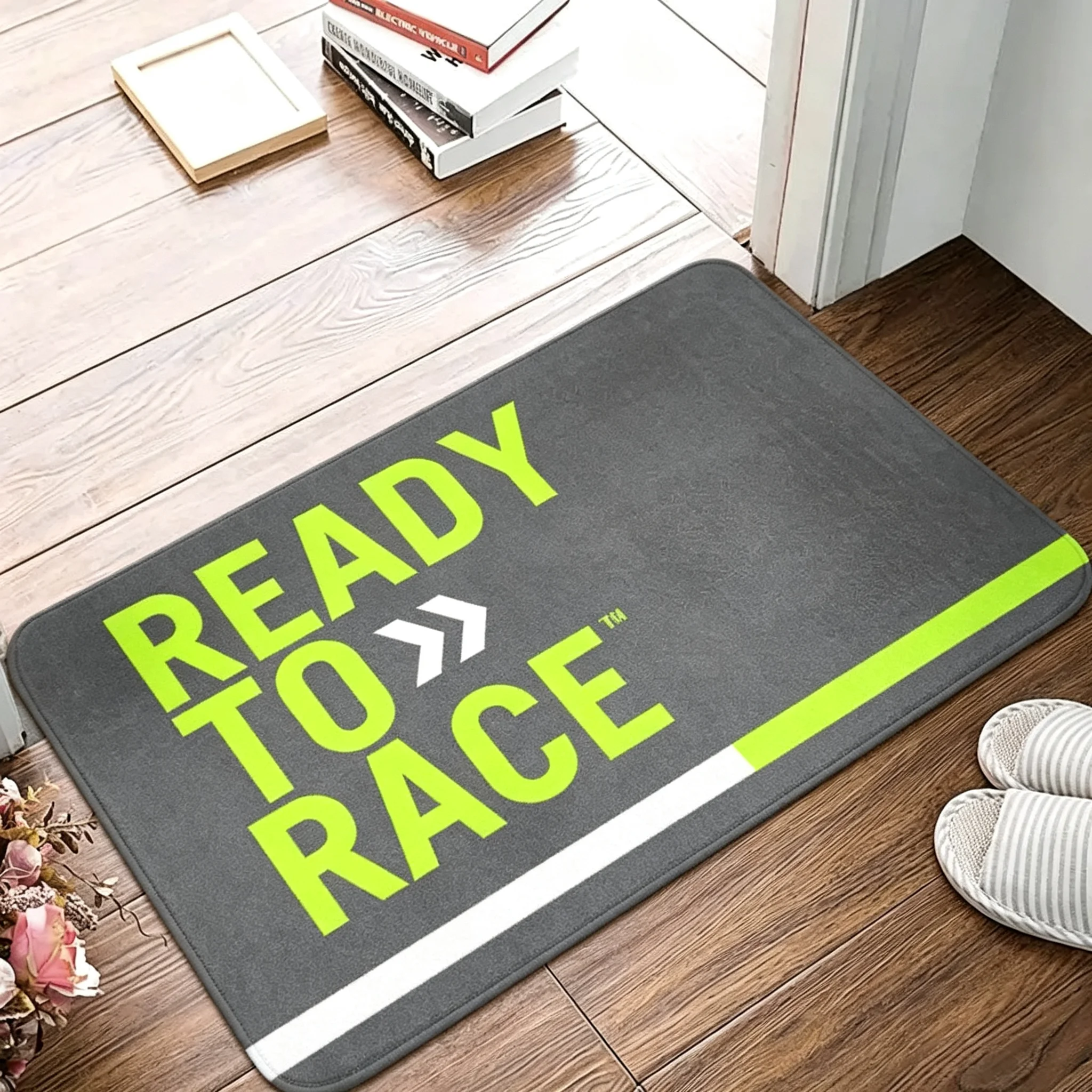 Racing Theme Decorative Doormat for Entryway Floor Mat Home Decor Ready To Race Text Print Sporty Letter Pattern Stylish Indoor