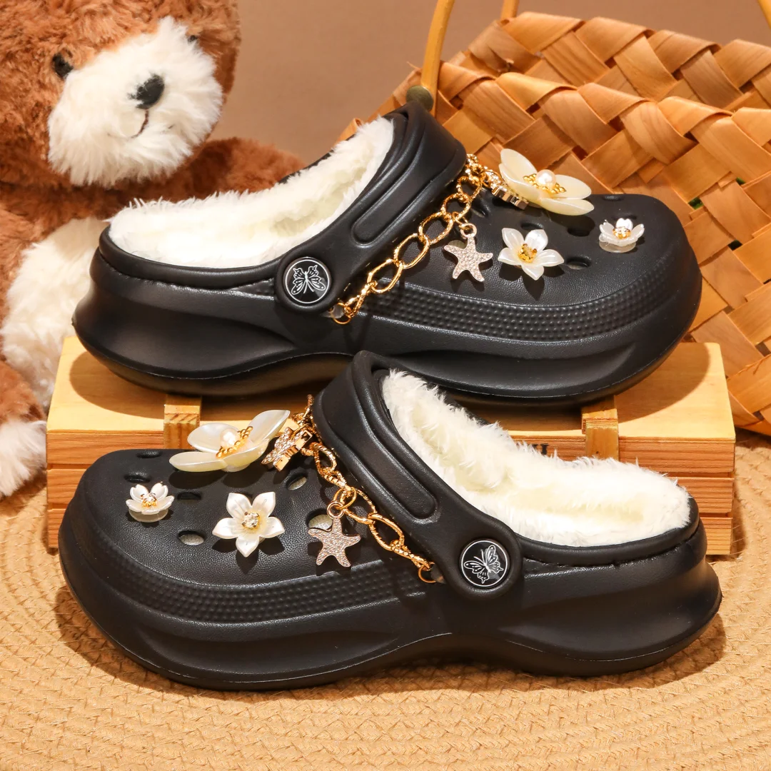 Kinder-Clogs und -Mules mit Fellfutter, leichte Garten-Schuhe mit Baumwollfutter, warme Hausschuhe für Jungen, Mädchen und Kleinkinder, 168. – Detail 18