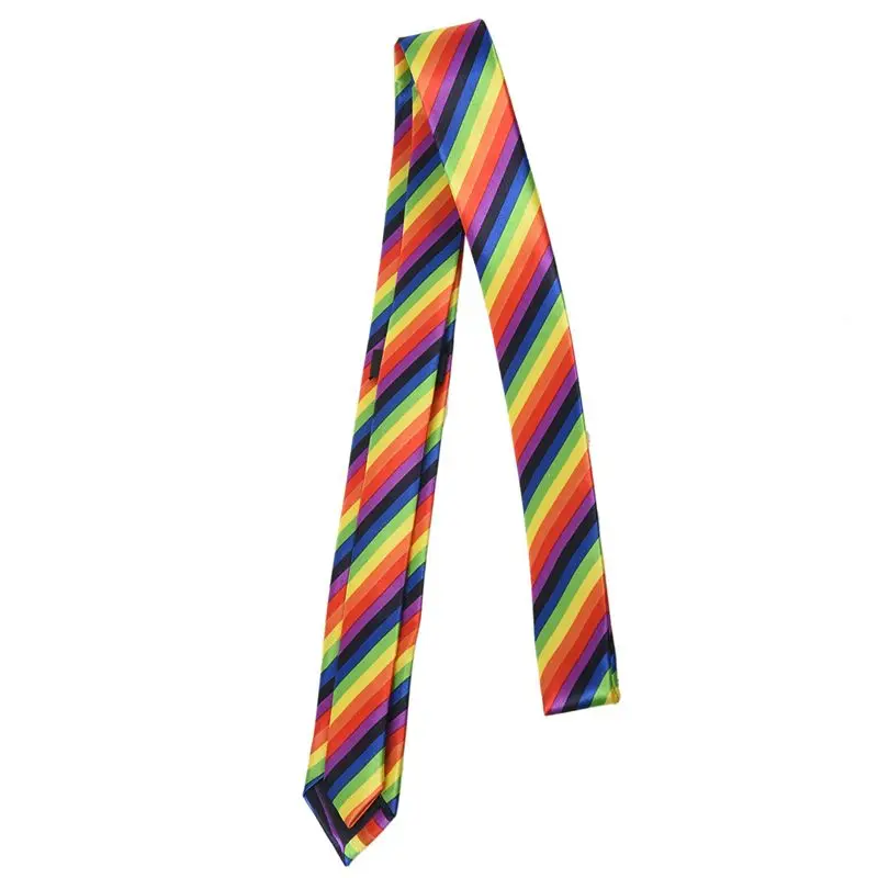 NEW-4X Men Fashion Casual Skinny Slim Narrow Tie Formal Wedding Party Necktie, 19 (Rainbow Color Stripes)