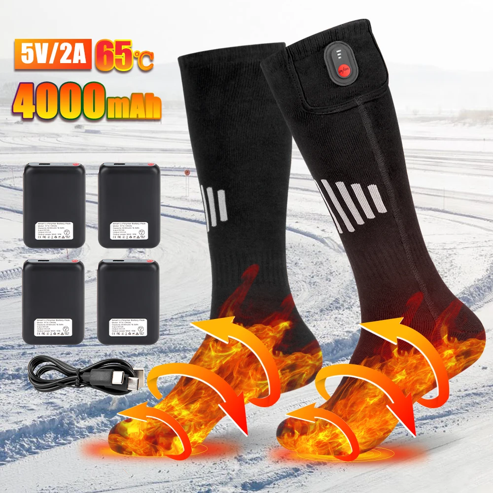 Meias aquecidas para homens e mulheres, meias grossas, controle remoto, aquecimento elétrico, moto, motocross, esqui, ao ar livre, pesca, inverno