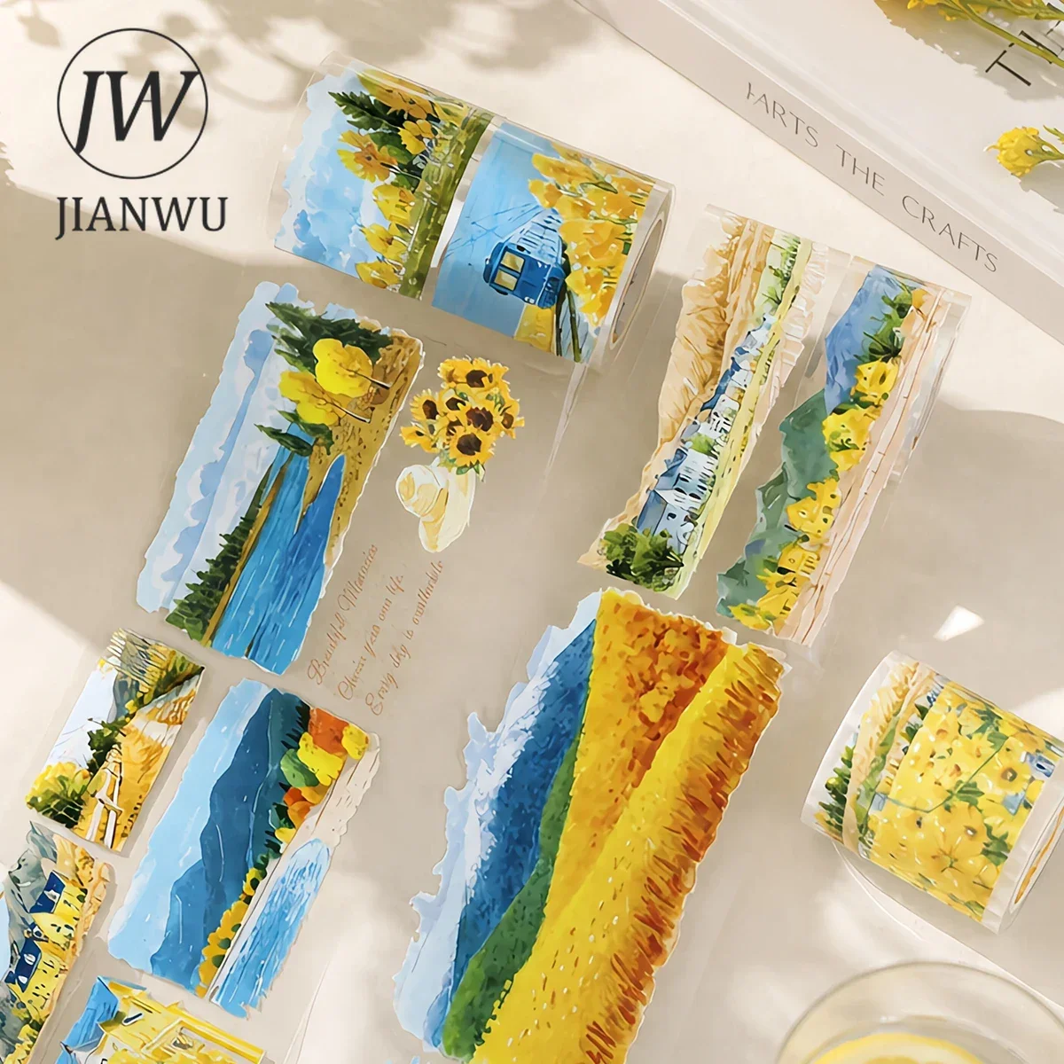 JIANWU 80mm*200cm Vintage Autumn Tree Field Landscape Material Collage Scrapbooking PET Tape Creative DIY Journal Stationery