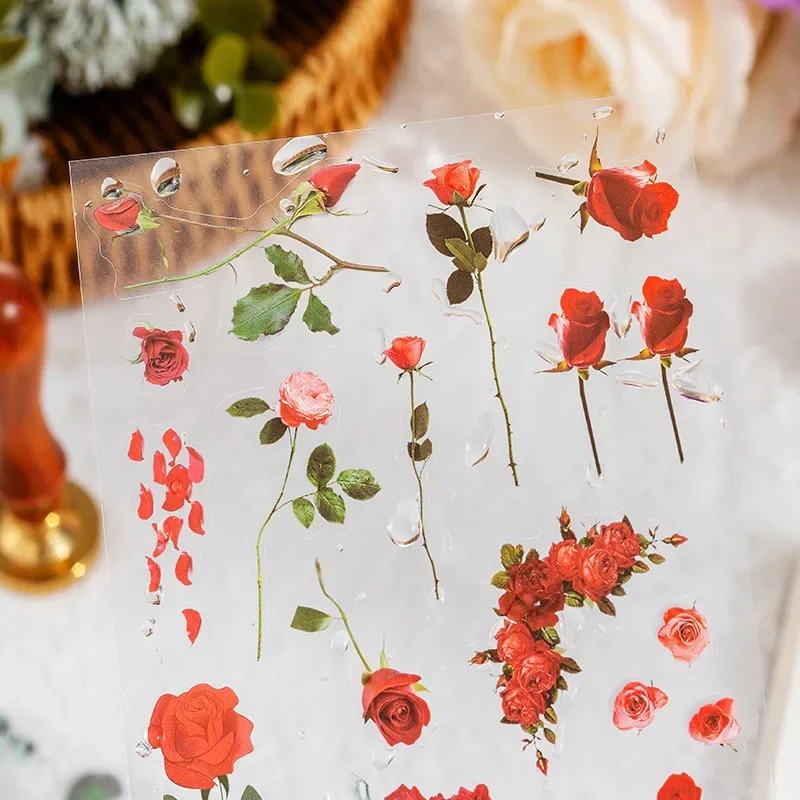 6 pieces/pack Vintage Plant flower PET waterproof sticker for DIY scrapbooking Journal Photo album decoration materials Stickers