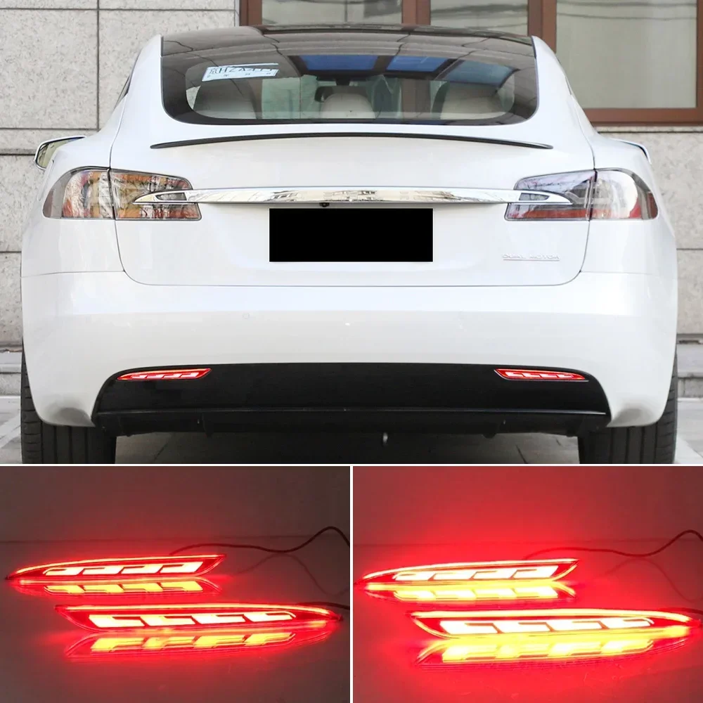 New！ 2PCS Car LED Rear Lights For Tesla Model S 2012 - 2019 2020 2021 2022 Turn Signal Reflector Bumper Lamp Brake Light