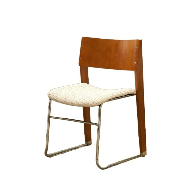 

Medieval dining chair light luxury high-end home designer chair solid wood soft bag simple casual restaurant backrest stool