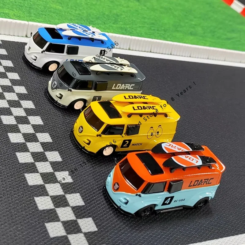 1:64 LDARC V64 Mini Remote Control Bus Kid Table Games Toys Professional 2.4g Micro Van RC Car for Children