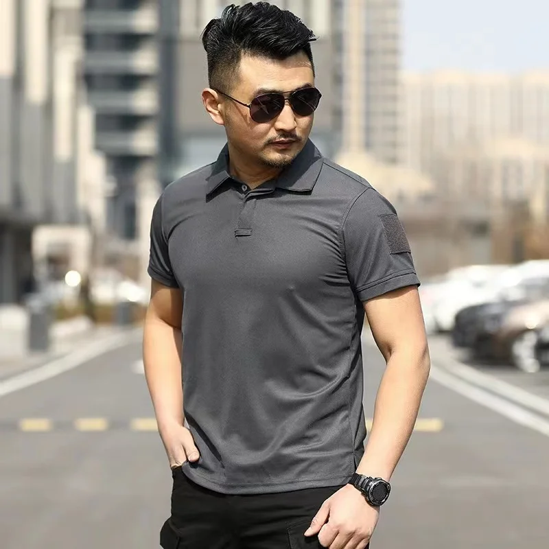 Men's Tactical Polo Shirt - Quick Dry, Breathable, Military-Style Outdoor Shirt with Patch Holder for Combat, Hiking, Polo