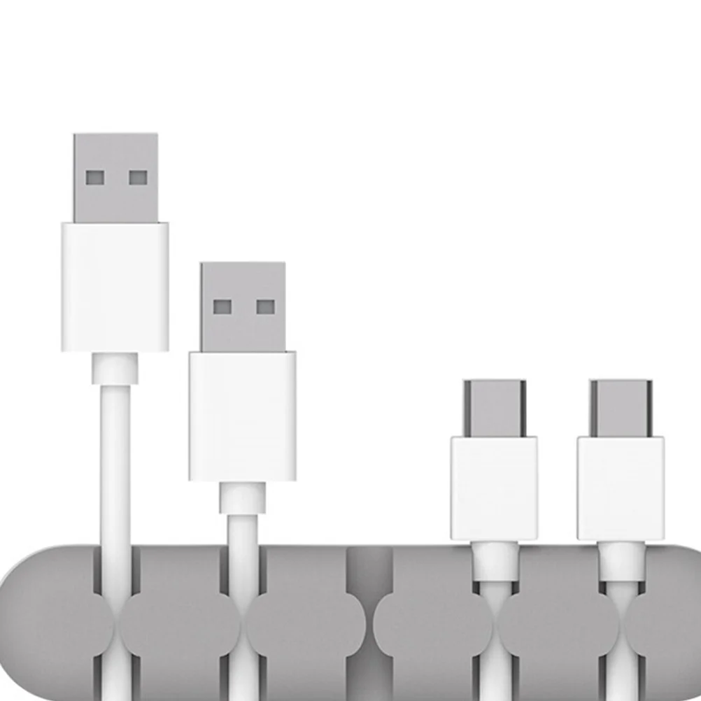 

2 pcs Data Line Organizer 5 Slots Silicone Cable Holder Self-Adhesive Wire Retainer For Home Office Desk Charging Usb Audio
