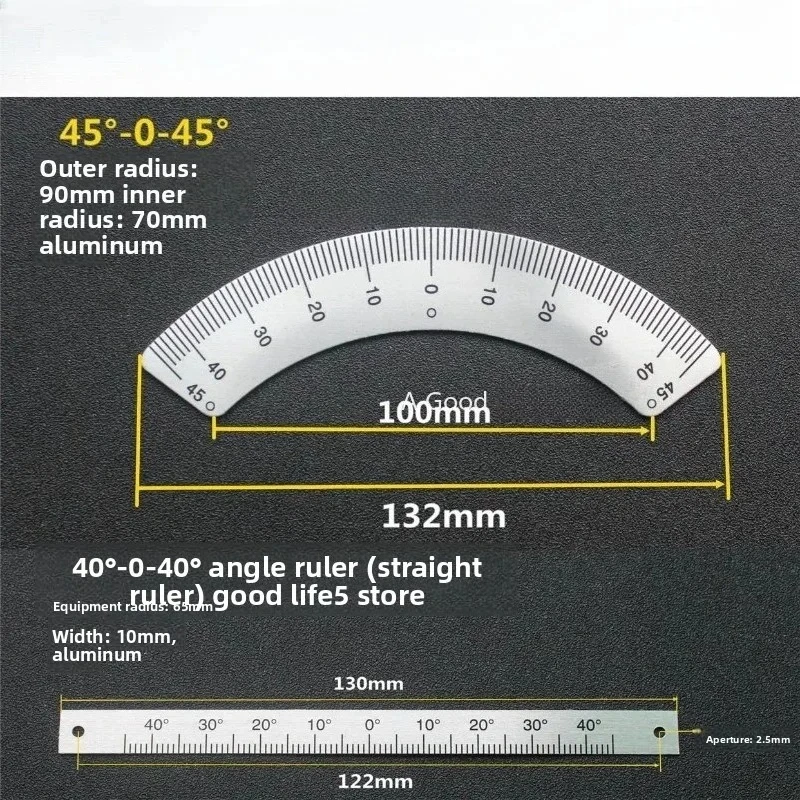 Apply To Stainless Steel Angle Ruler Aluminum Alloy Ruler Circular Arc Ruler Mechanical Equipment Semicircular Indexing Scale