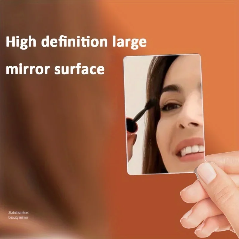 Kompaktowe lusterko ze stali nierdzewnej - przenośne, bezramkowe, o wysokiej rozdzielczości, do szybkiej retuszy i nakładania makijażu, idealne na prezent.
