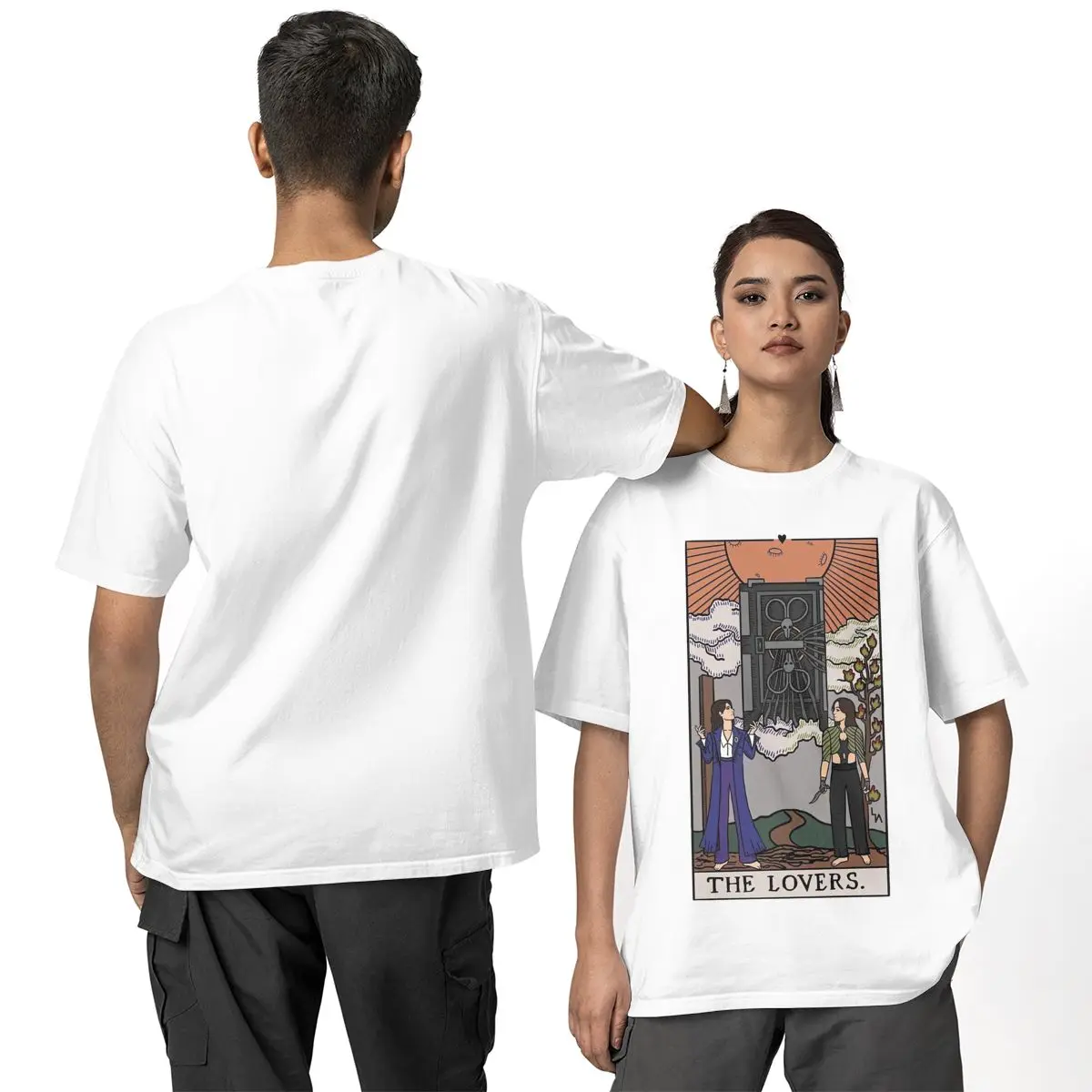 Agatha All Along The Lovers Agathario Tarot Card T-Shirt Men Novelty 100% Cotton Tee Shirt O Neck Short Sleeve T Shirt Clothing