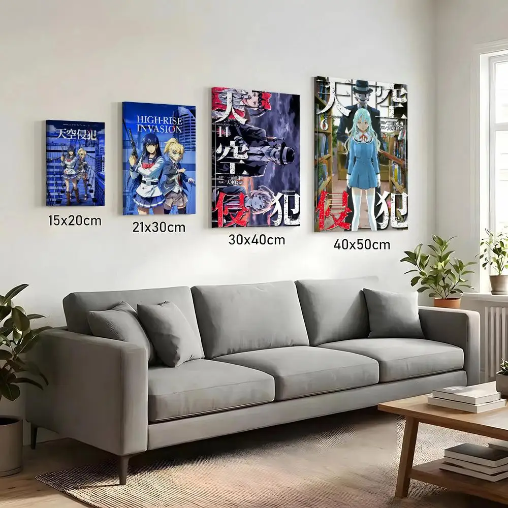 High-Rise Invasion cool Anime Painting Calligraphy HD Canvas Print Poster Wall Art | Optional Frame | Modern Hallway Decor