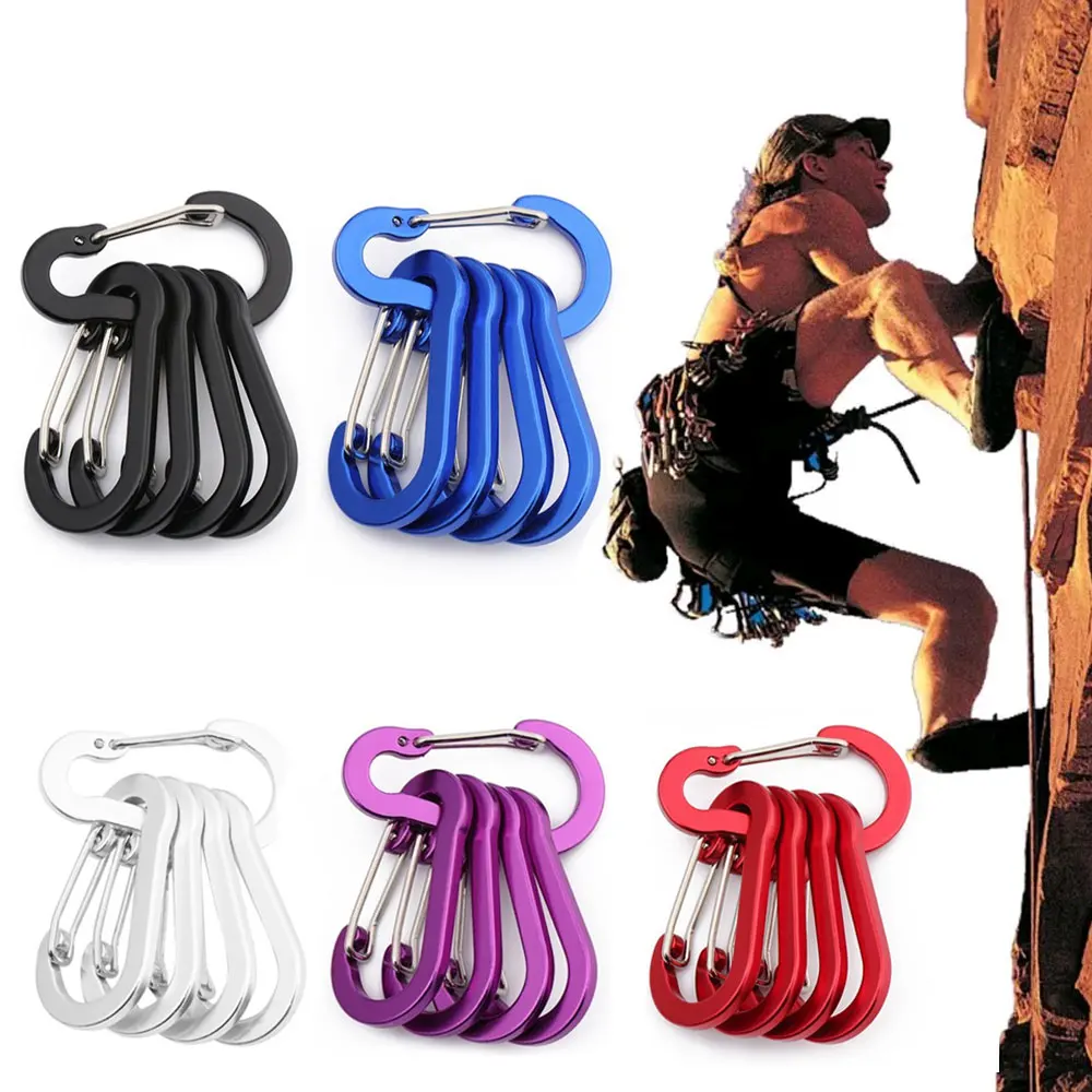 

5x Aluminum Alloy Carabiner Outdoor Backpack Camping Climbing Buckle Fishing Hook Keychain Sports Lock Buckle Snap Clip Tools